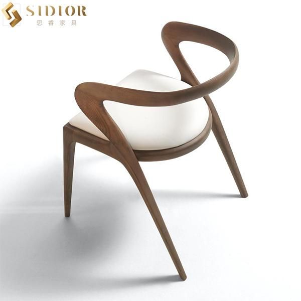 High Foam Fabric Modern Low Back Solid Wood Dining Chairs for Home