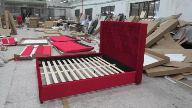 Cheap Wooden Bed with Fabric Cover