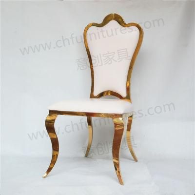 Gold Stainless Steel Wave Back Banquet Chairs for Wedding Party