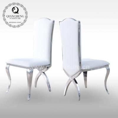Wholesale High Back Stainless Steel Metal Frame PU Dining Chairs