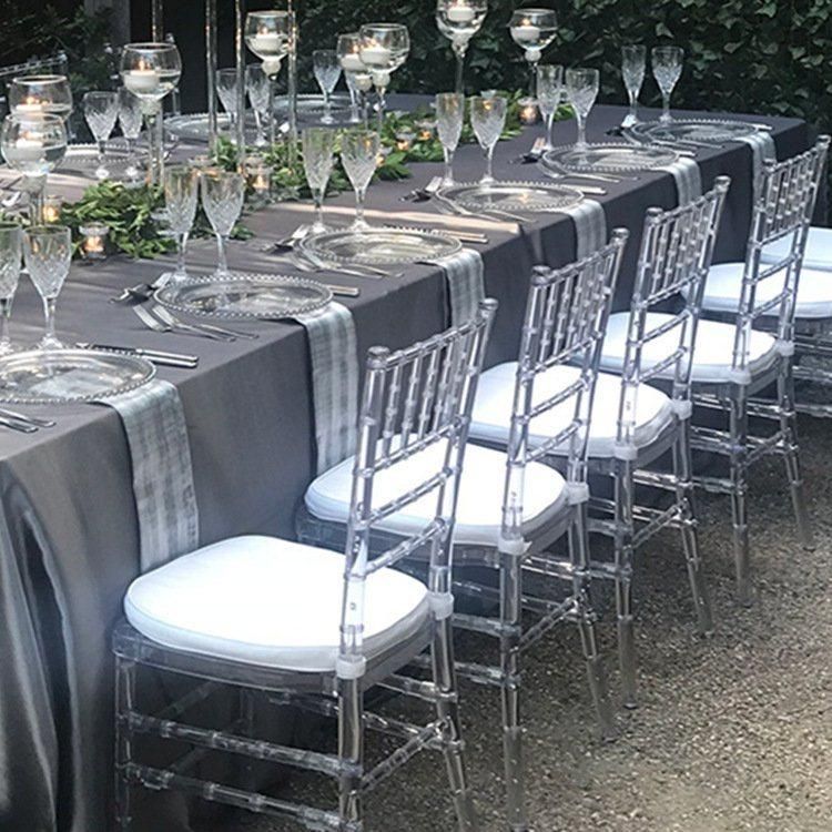 Modern Plastic Clear Acrylic Folding Hotel Chairs for Dining Event Wedding and Party with Chrome Metal Frame