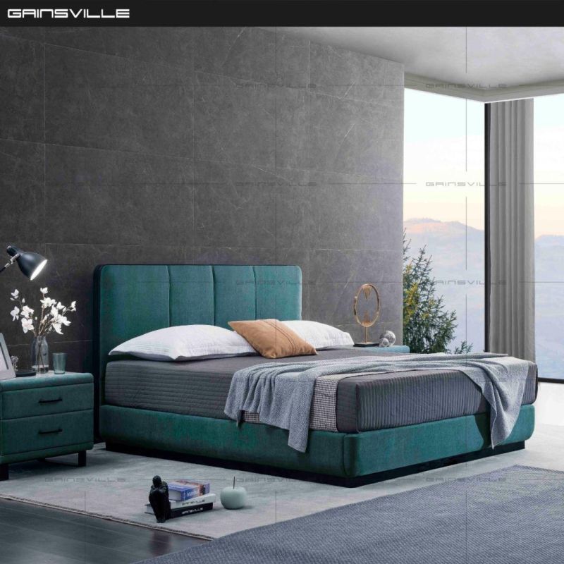 Modern Home Bedroom Furniture Luxury Style Tufted Velvet Bed Dual USB Ports Storage Beds Set