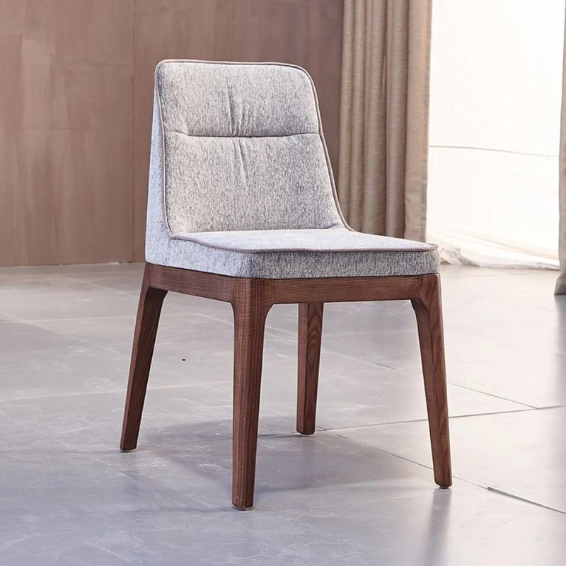 High Quality Solid Wood Customized Fabric Cining Chair No Armrest