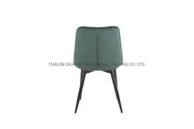 Modern Style Restaurant Hotel Velvet Fabric Many Color Metal Legs Room Dining Chairs