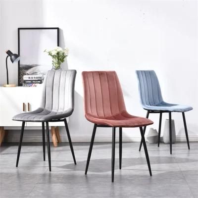 Modern Chairs Design Muti-Color Fabric Cover Modern Style Rose Glod Chrome Stainless Steel Legs Pink Dining Chair
