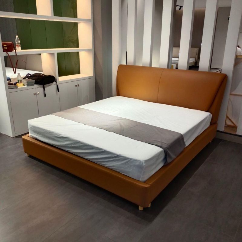 Solid Wood Structrual Refined Furniture Stylish Platform Bed with Upright Headboard