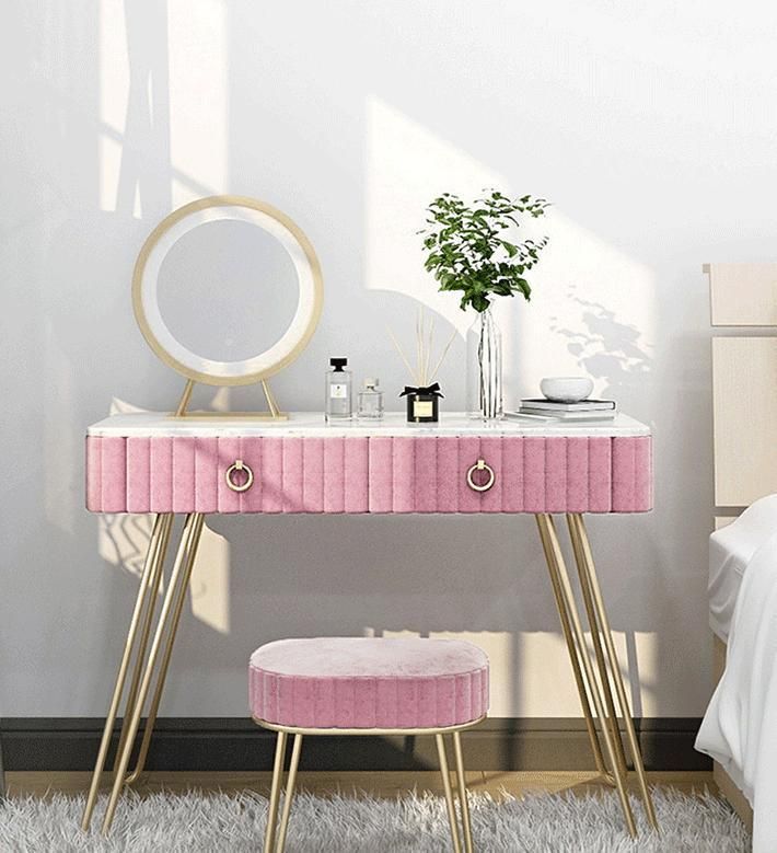 Design Bedroom Small Makeup Table Modern Simple Multifuntion Vanity MDF Drawer Dresser with Mirror Storage Dresser