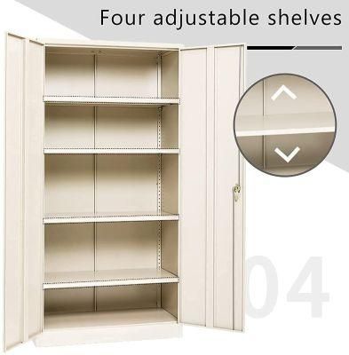 Tall Steel Cabinets Locking Metal Storage Cabinet with 4 Adjustable Shelves and 2 Doors Lockable Metal Storage Cabinets