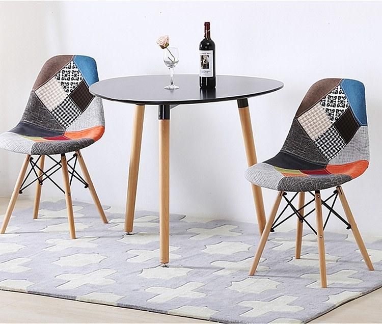 Upholstered Fabric Patchwork Nordic Cheap Indoor Home Furniture Wooden Modern Restaurant Dining Room Chair 