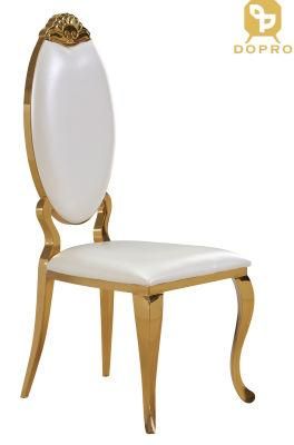 Dopro Modern Stainless Steel Wholesale PU Fabric Wedding Banquet Golden Dining Chair