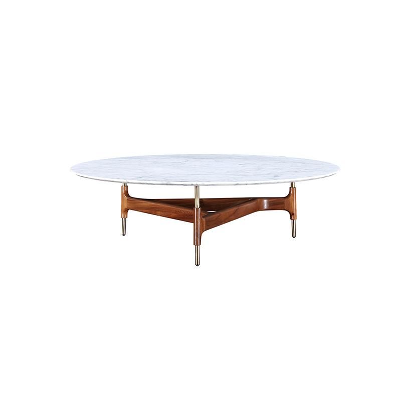 Zhida Accent Fashion Comfortable Living Room Home Furniture Natural Walnut Leg Round Tea Table Vintage Combination Coffee Table