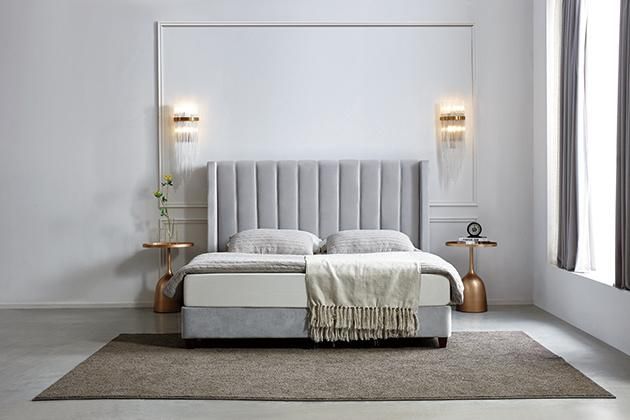 Zhida Furniture New Home Bed Room Furniture Design Luxury Wood Bedroom Velvet King Size Bed
