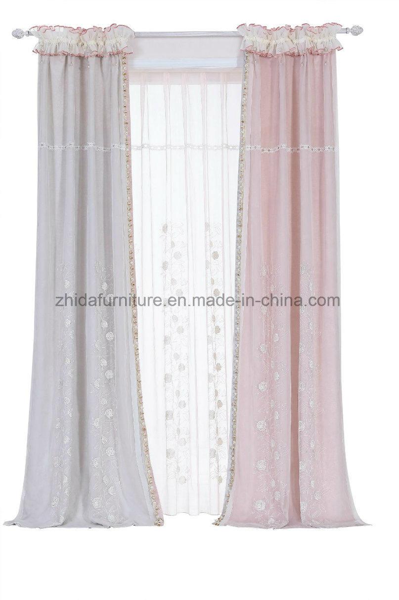 Pink Linen Velvet Home Textile Jacquard Fabric Curtain