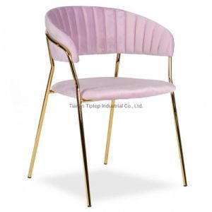 Luxury Restaurant Dining Room Furniture Modern Arm Fabric Velvet Dining Chairs with Metal Legs