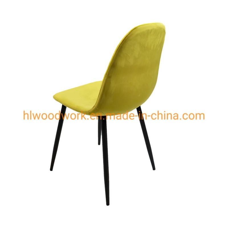 Factory Manufacturer New Design Dining Room Furniture Modern Restaurant Comfortable Sedie Accent Metal Legs Yellow Dining Room Velours Chair