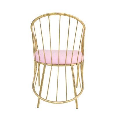 Wholesale Home Furniture Gold Chrome Iron Legs Dining Chair Modern Pink Velvet Fabric Chair