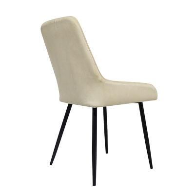 Wholesale Home Furniture Iron Legs Dining Chair White Velvet Fabric Chair for Dining Room