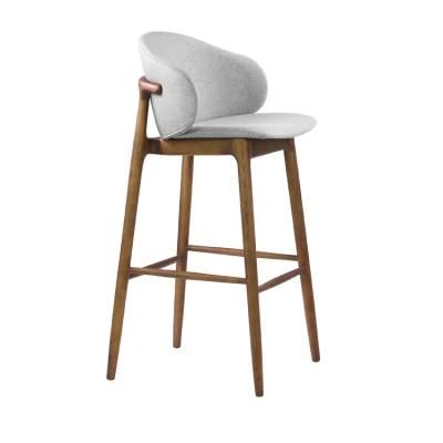 Oak Color Wooden Frame Grey Fabric Stool Chairs for Commercial Restaurant Use