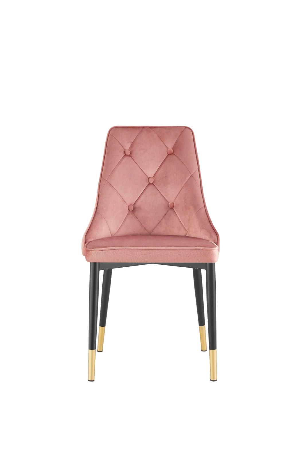 Hot Selling Velvet Home Furniture Metal Leg Dining Chair Armless Restaurant Chair