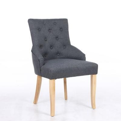 Natural Rubberwoood Legs Fabric Dining Chair