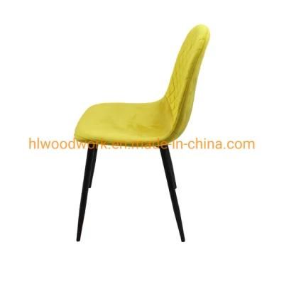 Factory Manufacturer New Design Dining Room Furniture Modern Restaurant Comfortable Sedie Accent Metal Legs Yellow Dining Room Velours Chair