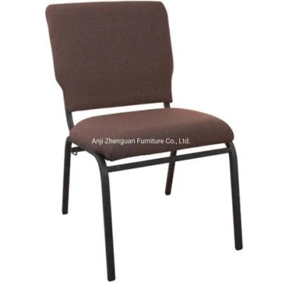 Professional Manufacturer of 18 Inch Wide Espresso Fabric Economy Metal Church Chair (ZG13-006)