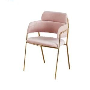 Modern Velvet with Gloden Chrome Legs Dining Chair