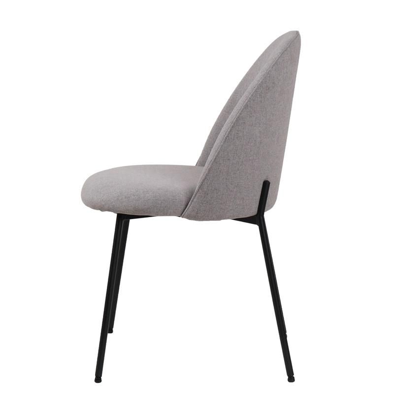 Breathable Linen Grey Fabric Chair with Precision Sewing Thread Back Family Restaurant Dining Chair