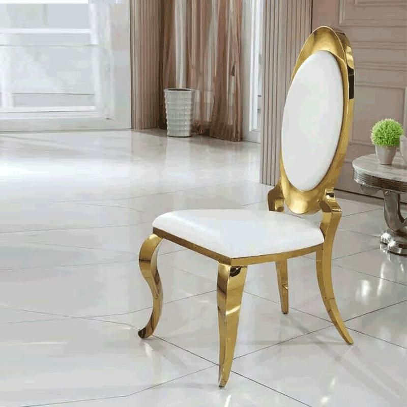 Modern High Back PU Leather Golden Wedding Chair Events Used Stainless Steel Chair