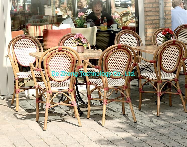 Lovely Color Garden Hotel Stackable Aluminum Cane Restaurant Outdoor Bar Chair Set