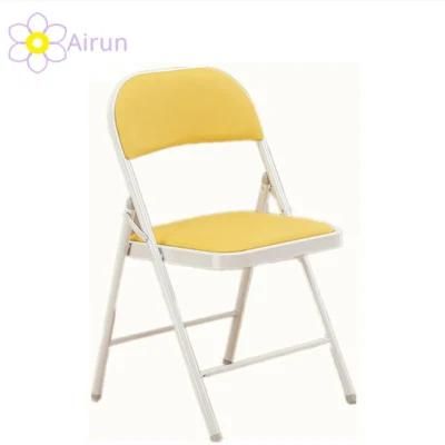 Premium Quality Hercules Series Curved Triple Braced &amp; Double Hinged Beige Fabric Metal Folding Chair