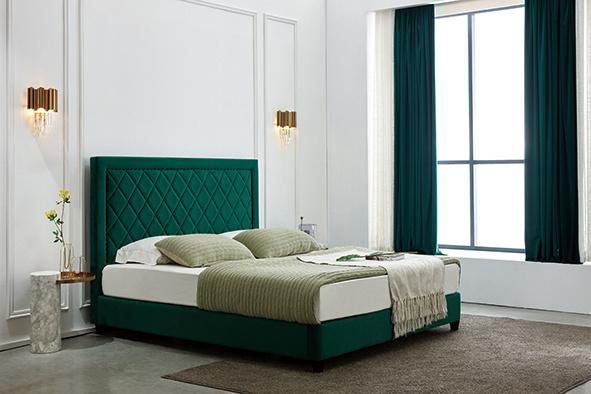 Modern Italian Brand Design Bedroom Furniture Fabric 1.5m 1.8m California King Size Bed Set Velvet Bed Frame Luxury Bed