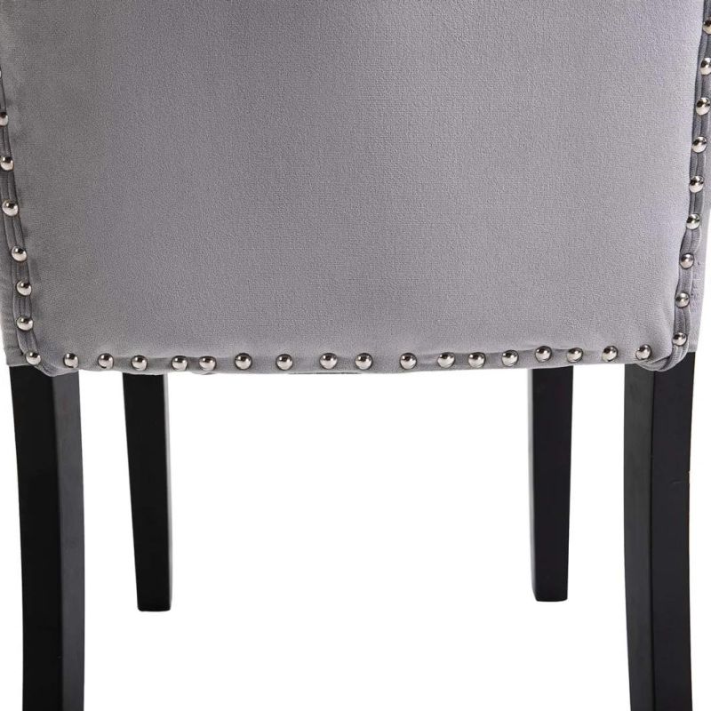 Dining Room Chair, Solid Wood Frame and Velvet Fabric Combination for Comfortable Solid Back Pull Ring