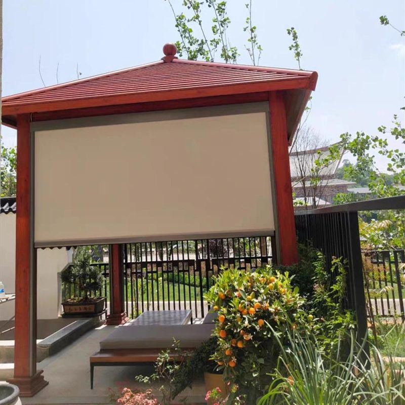 Motorized Commercial External Outdoor Windproof, Weatherproof Patented Track-Guided Patio Roller Blinds