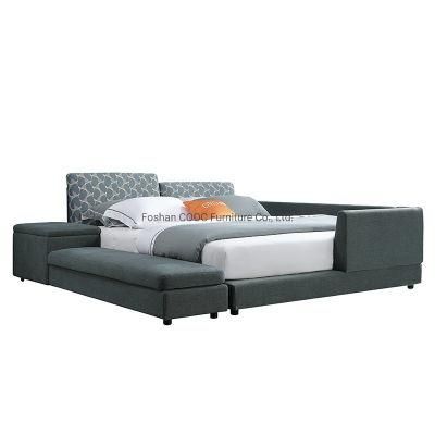 Modern Bedroom Furniture Deep Soft Fabric King Bed with Storage