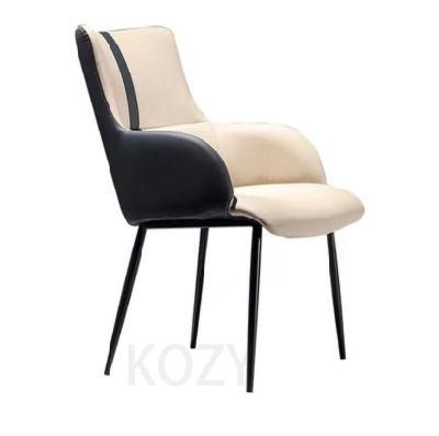 Nordic Luxury Design Dining Room Furniture Restaurant PU Leather Dining Chair with Metal Legs