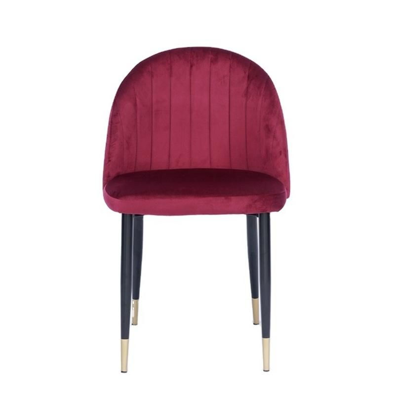 Accent Chair Round Vertical Shape Back Velvet Fabric Dining Chair for Sale Modern Chair