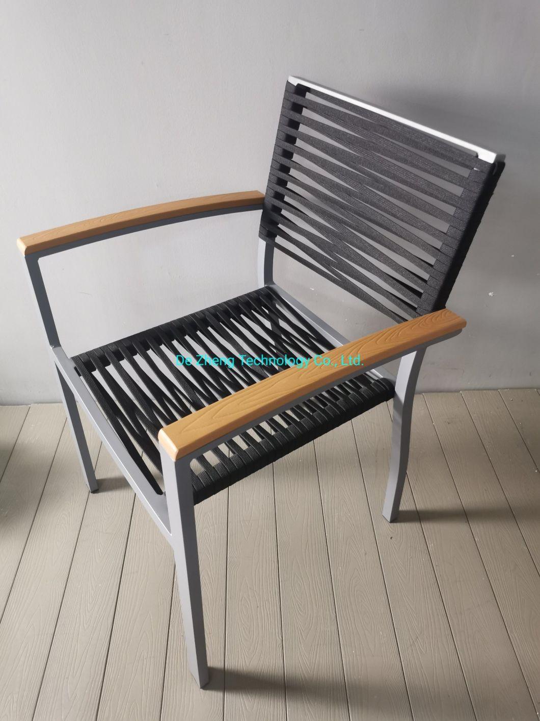 Stylish Outdoor Furniture Garden Restaurant Stackable Rope Chair with Aluminium Frame