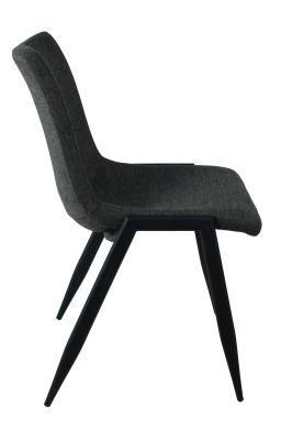 Hot Selling Home Furniture Black Fabric Dining Chair with Metal Legs