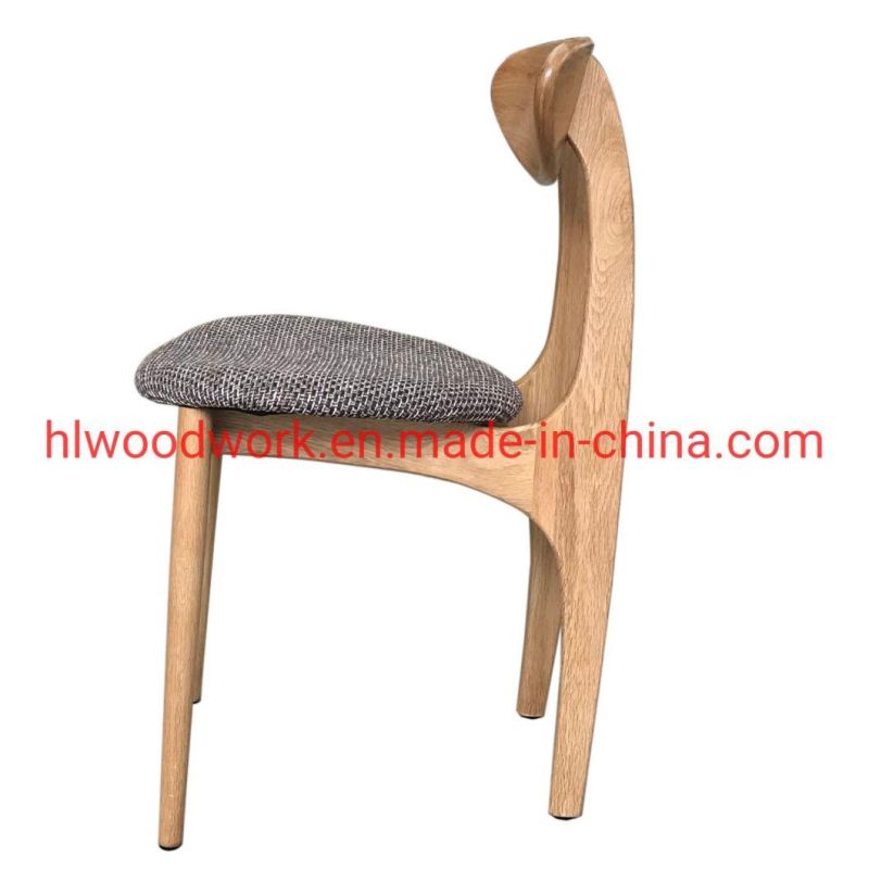 Dining Chair Oak Wood Frame Natural Color Fabric Cushion Grey Color B Style Wooden Chair Furniture Living Room Chair