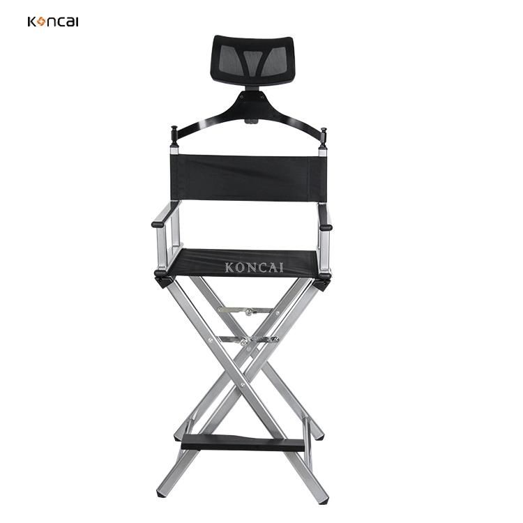 Silver Portable Professional Folding Aluminum Makeup Chair Director Cosmetic Chair with Headrest