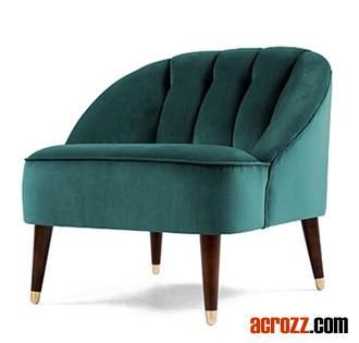 Classic Wood Accent Antique Banquet Velvet Linen Chaise Lounge Chair