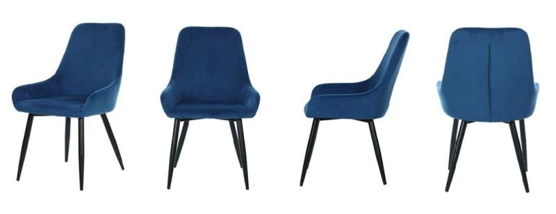 Nordic Style Furniture Upholstered Metal Legs Dining Restaurant Cafe Velvet Dining Chair