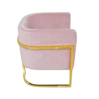 Wholesale Home Furniture Classical Velvet Single Mini Sofa Gold Chrome Metal Frame Restaurant Bedroom Chair