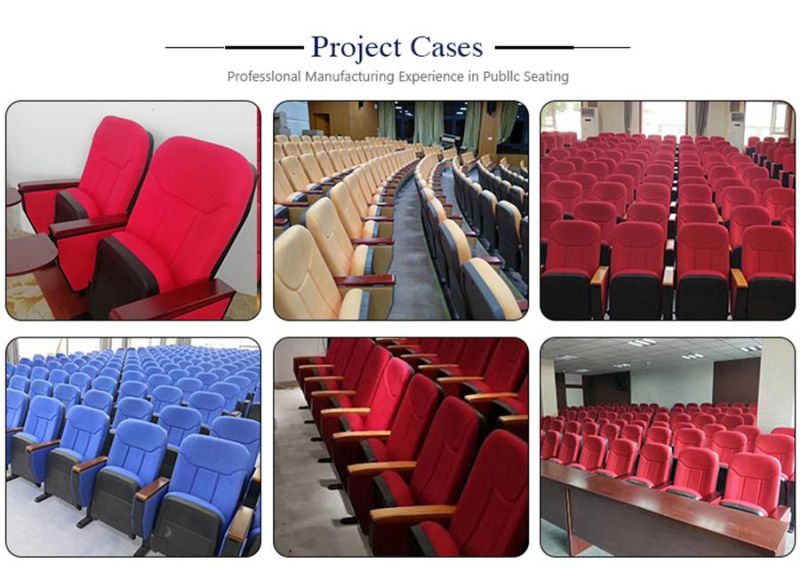 Auditorium Chair American Style Theater Folding Red Plastic Customized Fabric Furniture