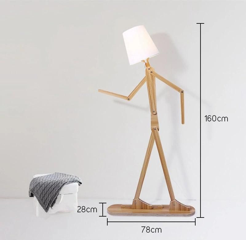 Nordic Wood Fabric Stand Light for Living Room Bedroom Study Art Deco Living Room Floor Lamp (WH-WFL-07)