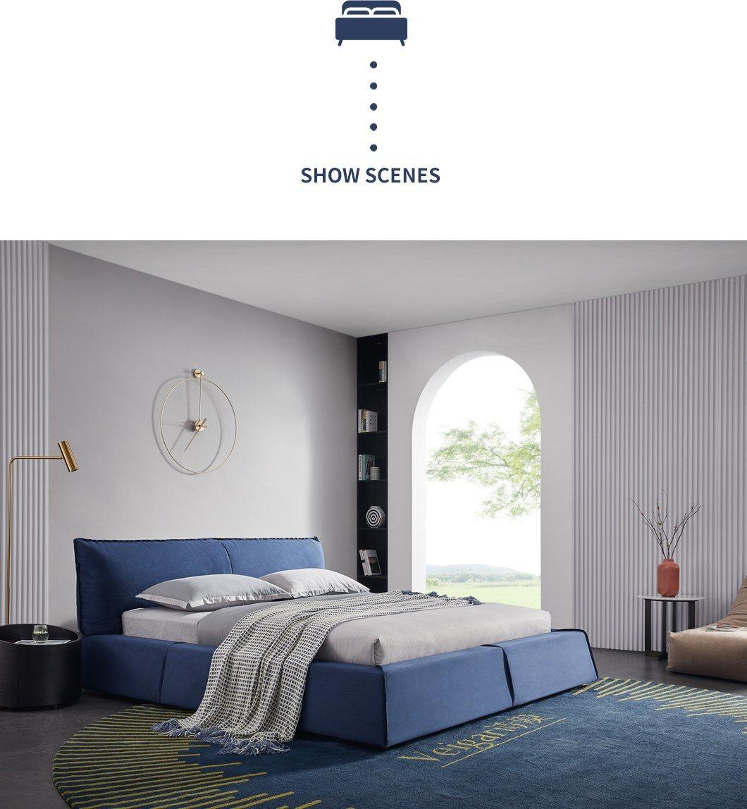 2022 New Design Bedroom Leather Wooden Bed Furniture