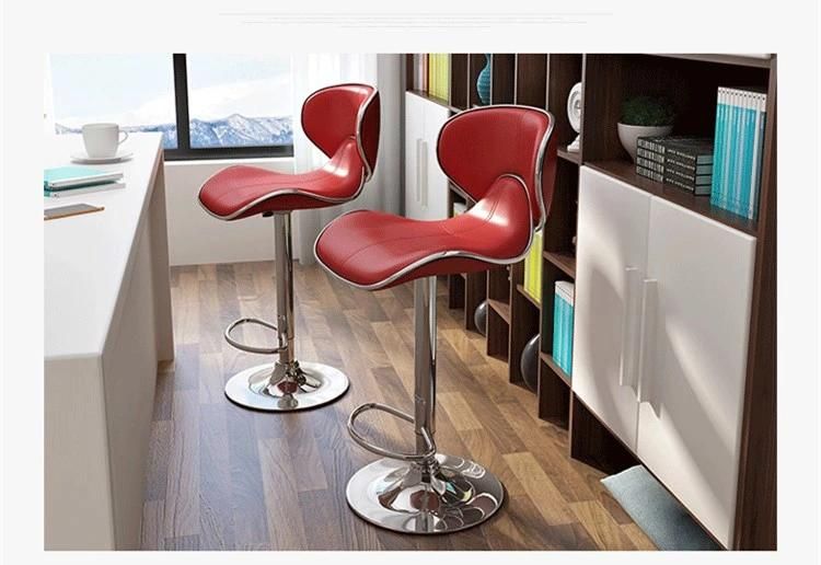 Modern PU Leather Adjustable Bar Stools with Back, Set of 2, Counter High Swivel Bar Stool with Footrest