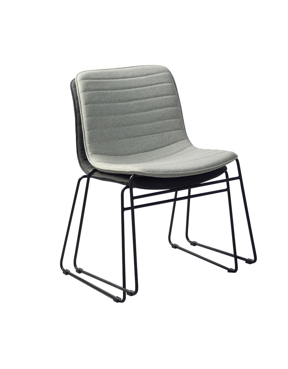 Commercial Furniture Coffee Shop Furniture Stackable Metal Frame with Fabric Seat Dining Chair