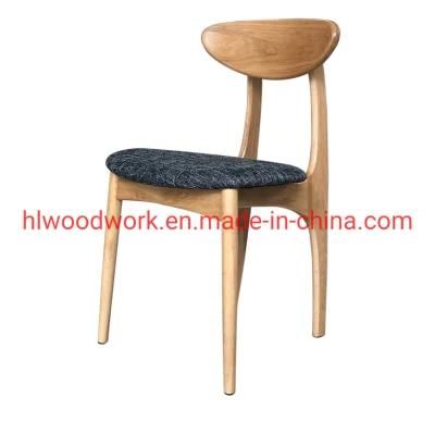 Dining Chair Oak Wood Frame Natural Color Fabric Cushion Grey Color B Style Wooden Chair Furniture Resteraunt Chair